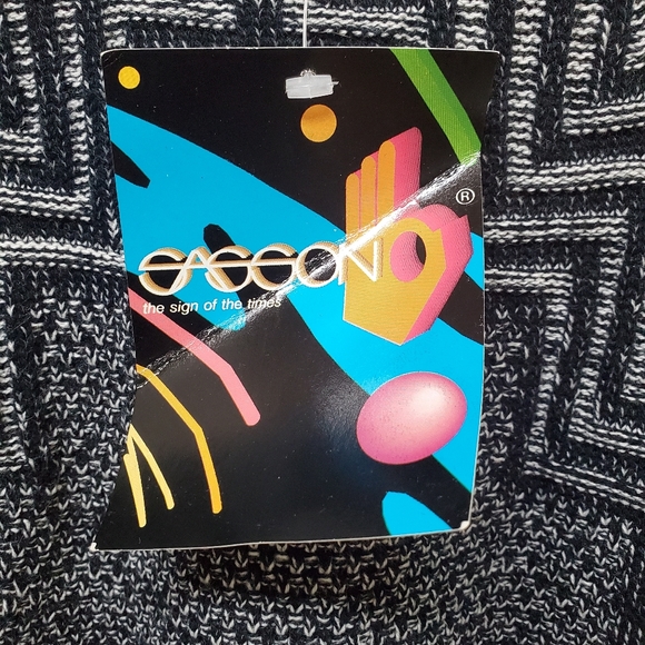 Vintage Sasson Black White Abstract Sweater XL - Picture 3 of 8